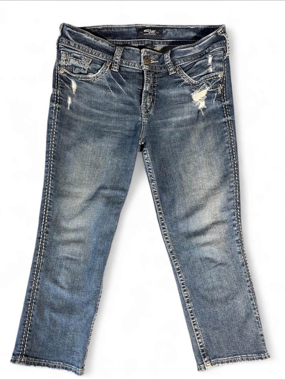 Silver Jeans Co. Suki Mid Rise Capri Jeans in Medium Wash